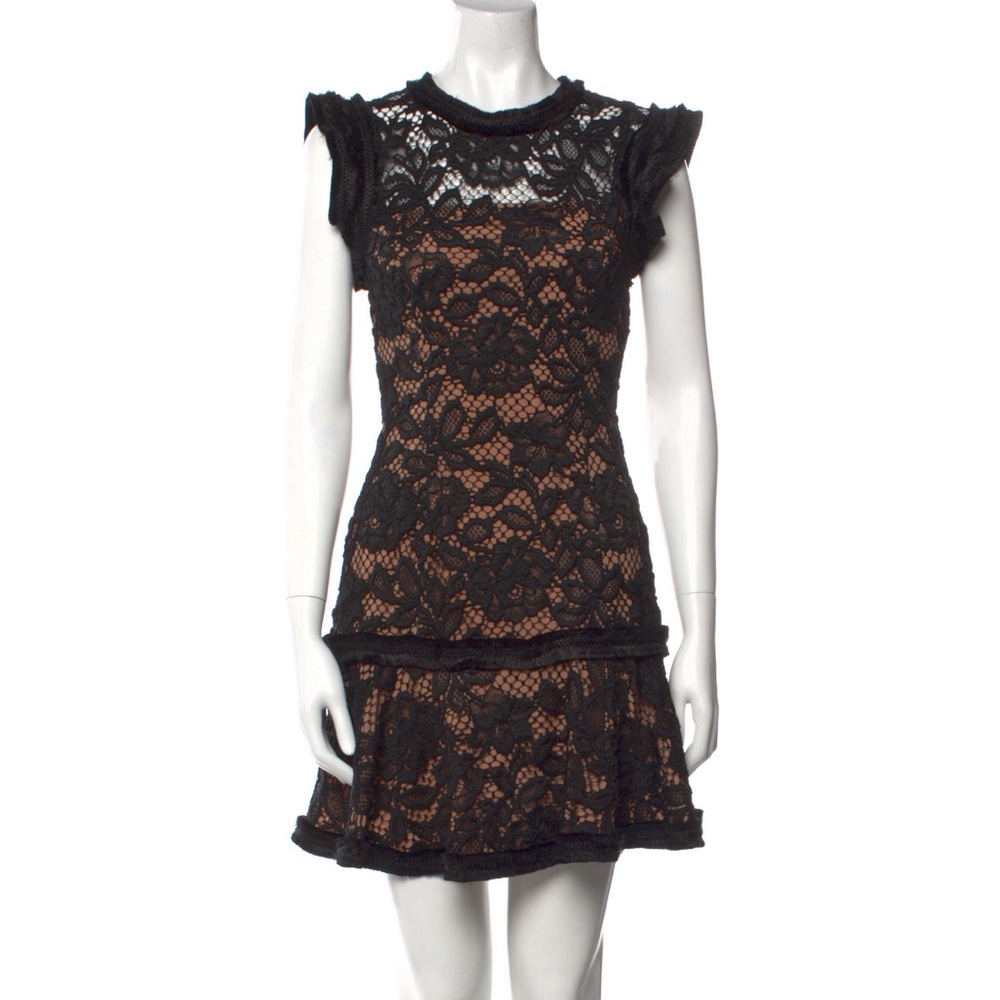 Alexis Raffia Flounce Lace Mini Dress - Size XS